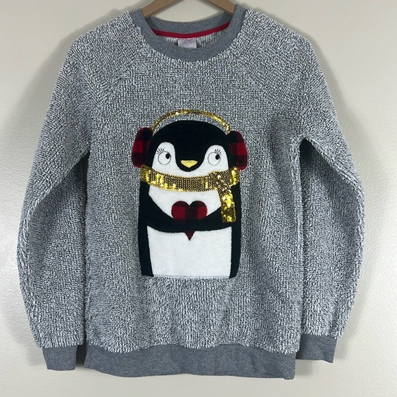 Secret Treasures Gray Penguin Fleece Winter Sweater - Picture 1 of 4